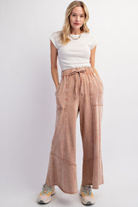 Washed Terry Wide Leg Pant