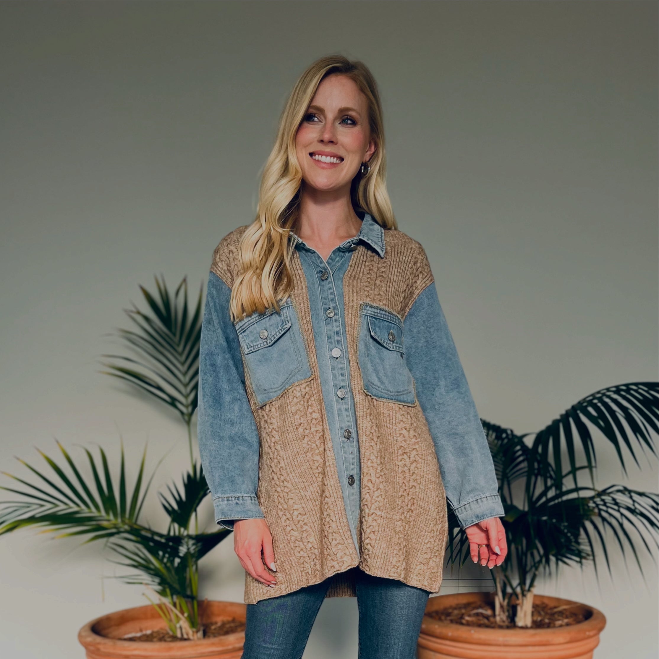 Denim Sweater Jacket