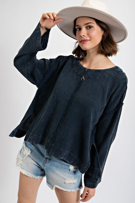 Washed Cotton Gauze Top