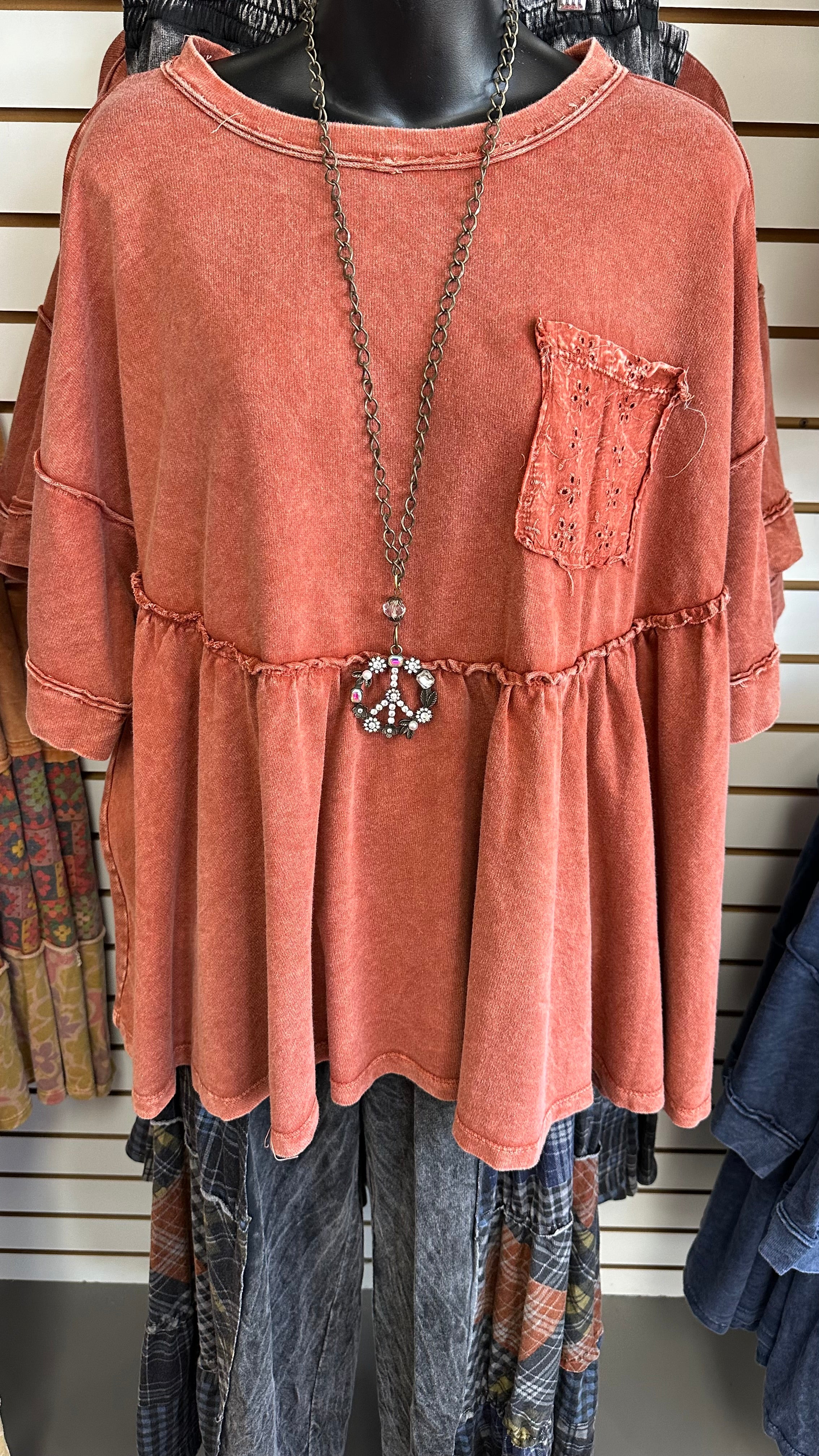 Mineral Wash Babydoll Top