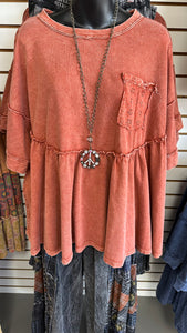 Mineral Wash Babydoll Top