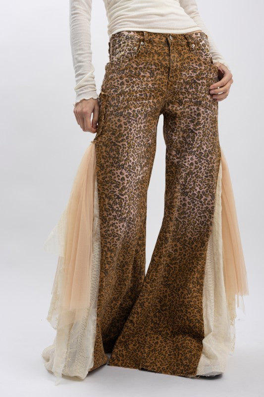 Leopard Tulle Jeans