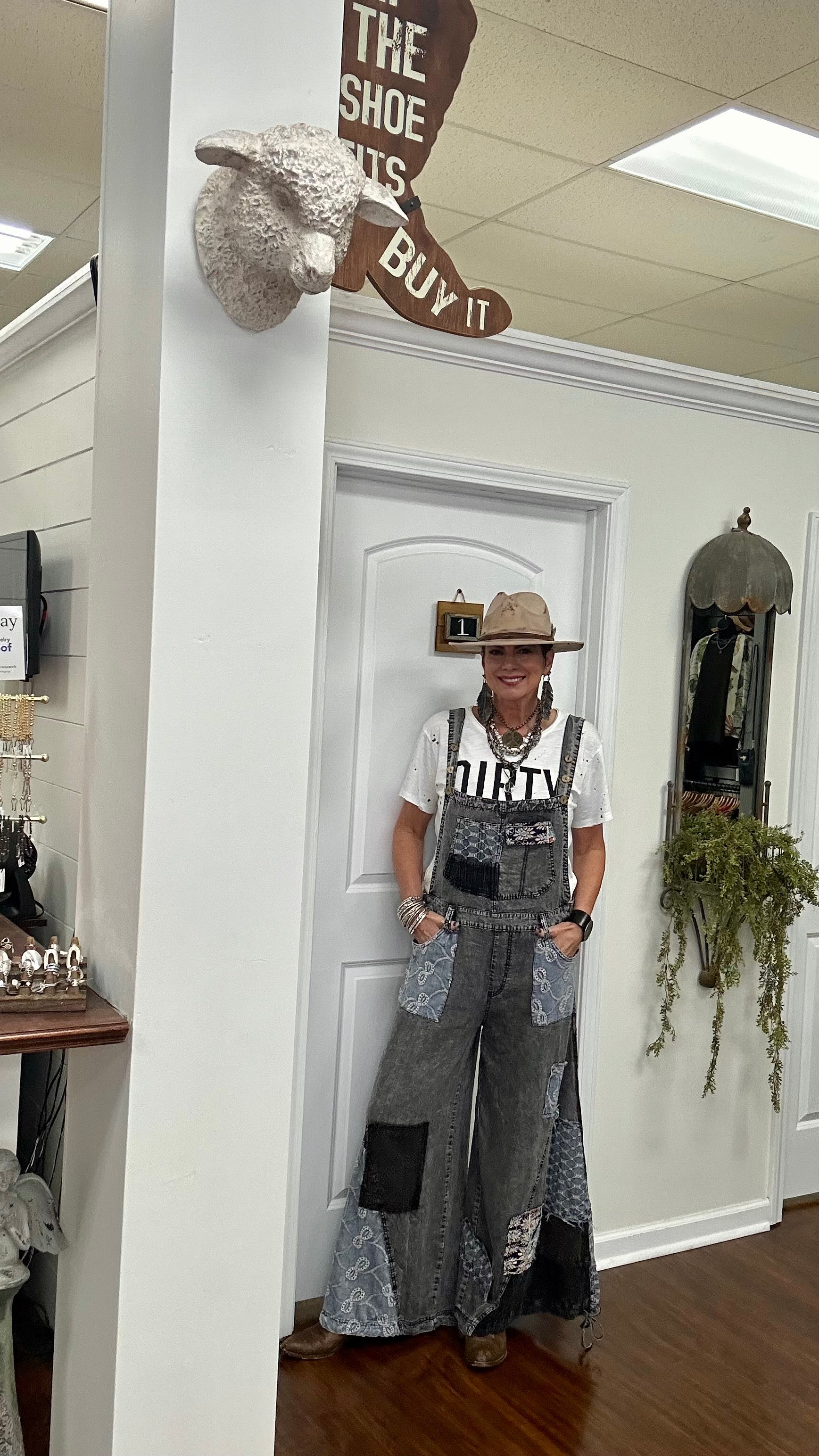 Multi Patch Denim Overalls