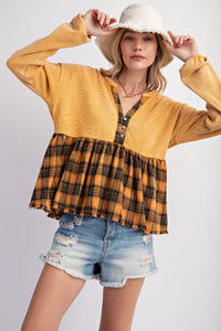 Plaid Babydoll Top