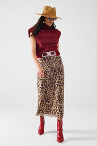 Mesh Leopard Midi Skirt