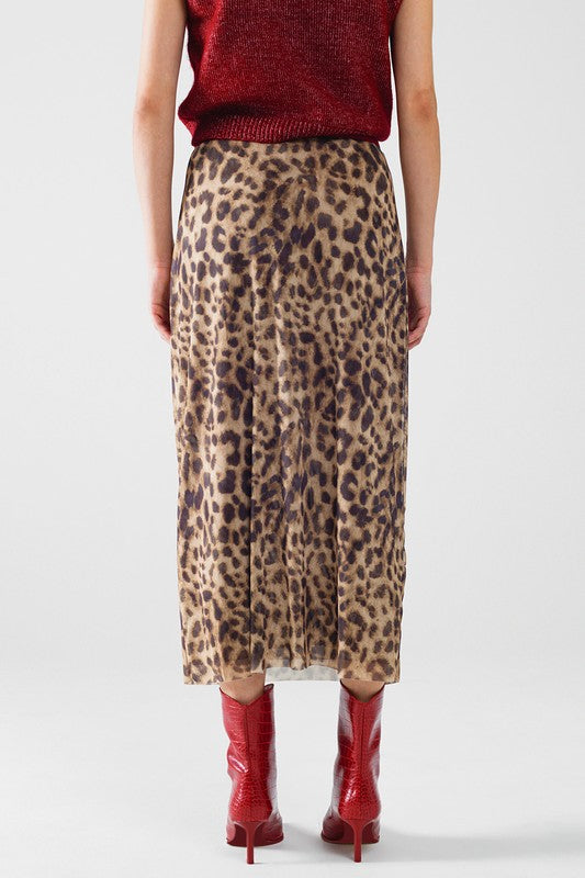 Mesh Leopard Midi Skirt
