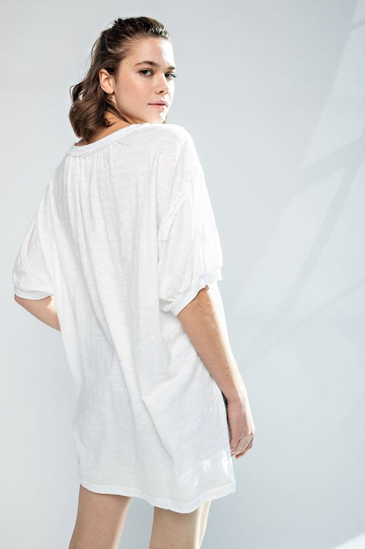Puff Sleeve White Tee