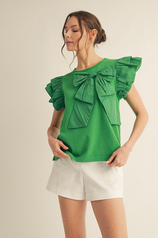 Kelly Green Big Bow Top