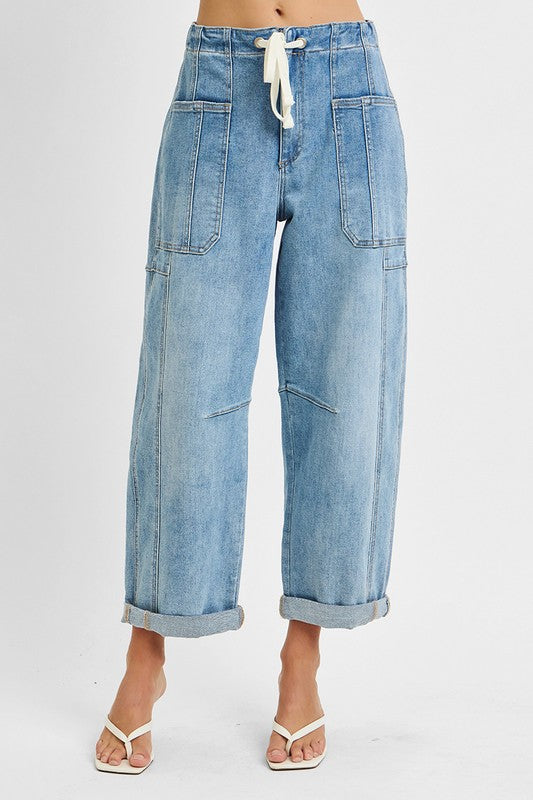Patch Pocket Barrel Jeans
