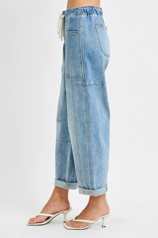 Patch Pocket Barrel Jeans