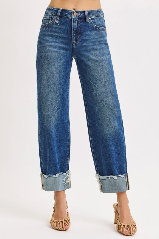 Crop Boyfriend Cuff Jeans
