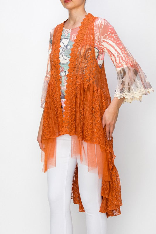 Lace High-Low Vest