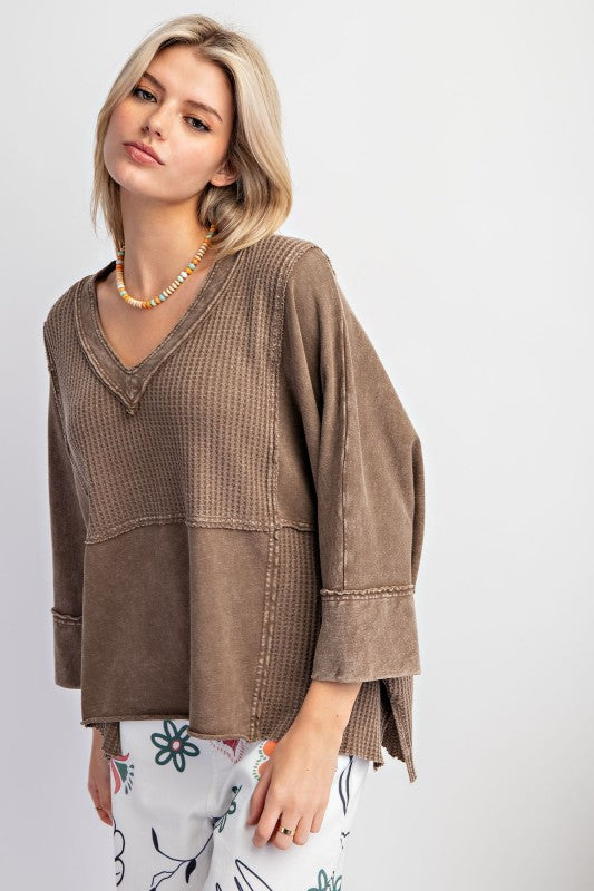 Mineral Wash V-Neck Top
