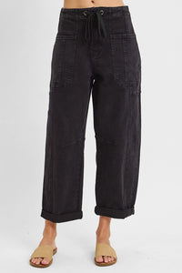 Black Patch Pocket Barrel Pants