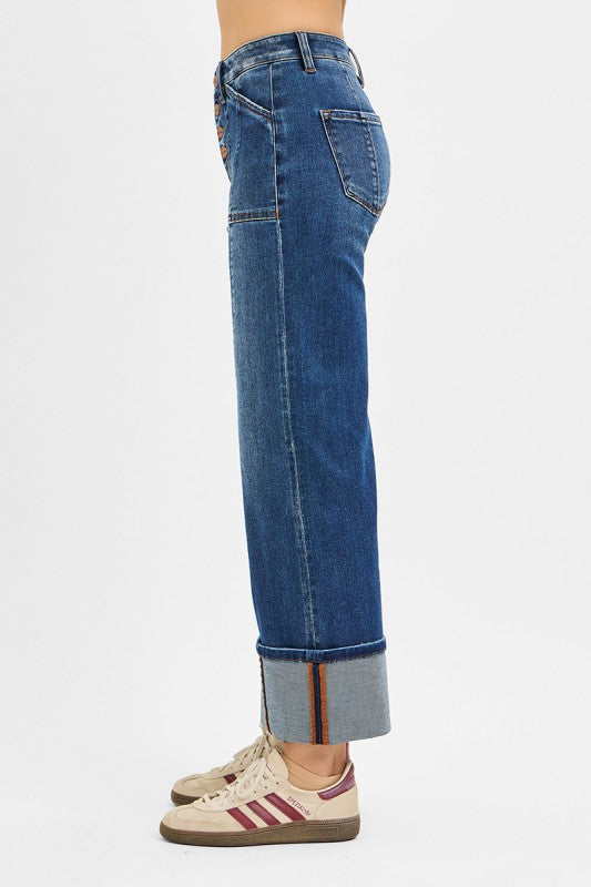 High Rise Crop Wide Jeans