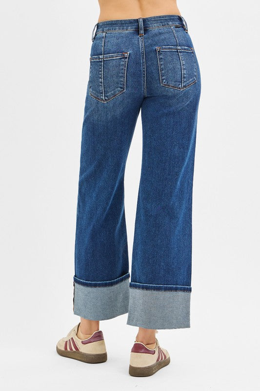 High Rise Crop Wide Jeans