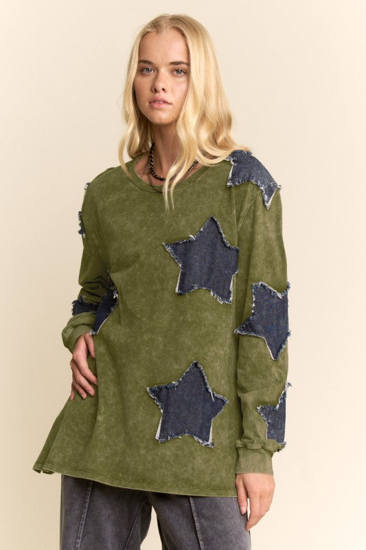 Washed Denim Star Top