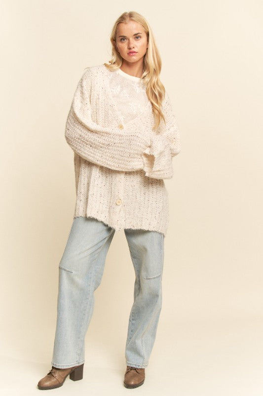 Cream Sequins Cardigan