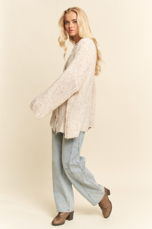 Cream Sequins Cardigan