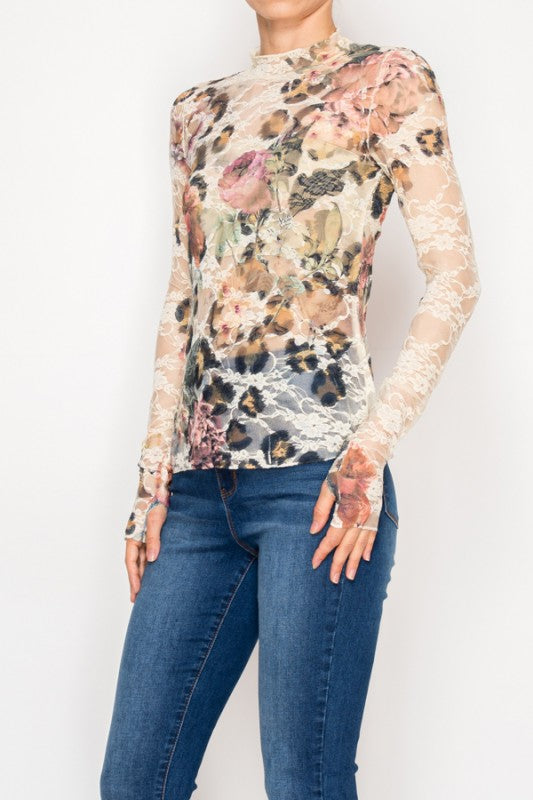 Leopard Sheer Lace Top