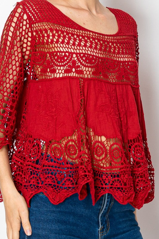 Red Crochet Top