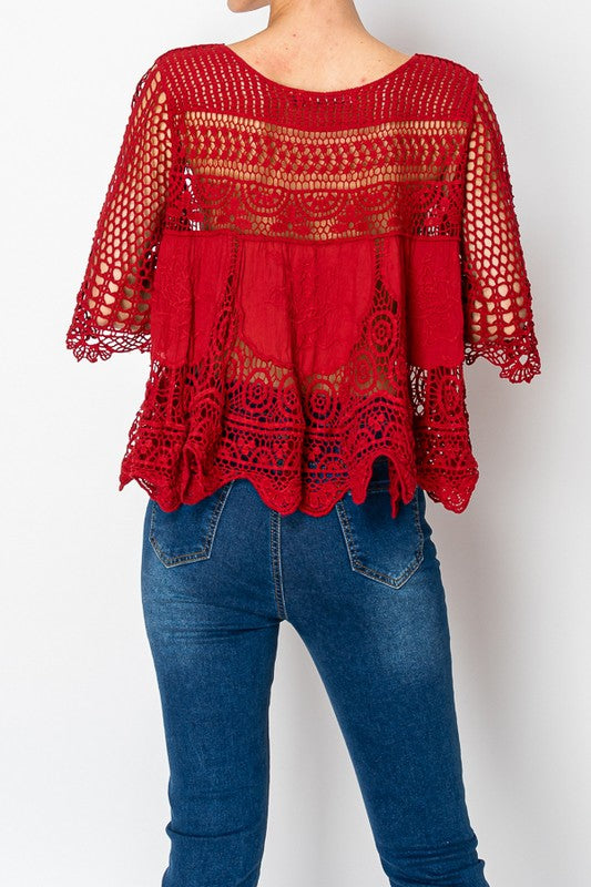 Red Crochet Top