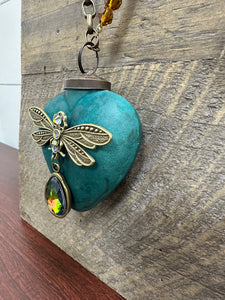 Turquoise Dragonfly Heart Necklace