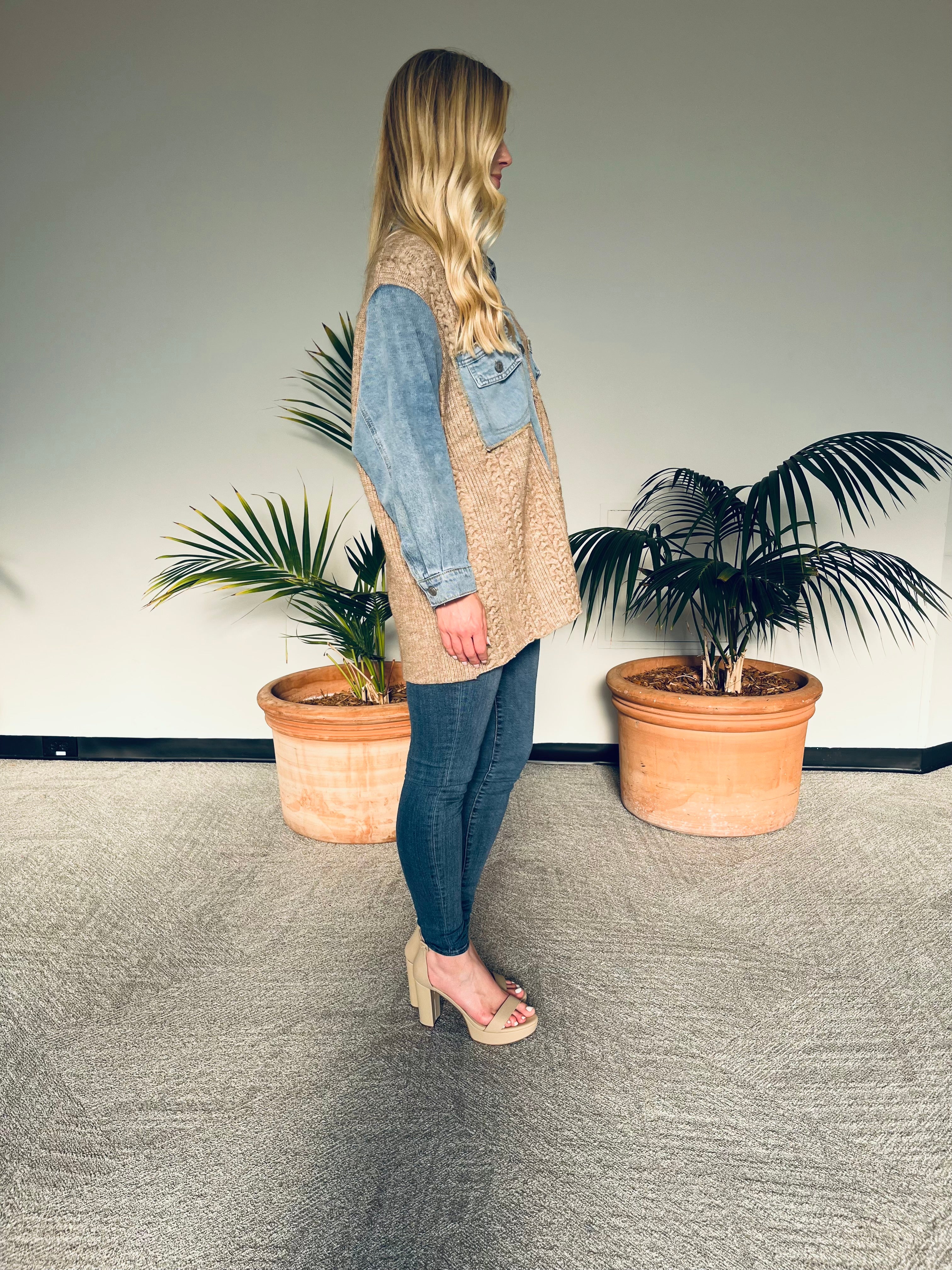 Denim Sweater Jacket