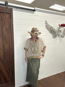 Olive Fringe Skirt