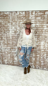 Boho Front Tie Lace Kimono