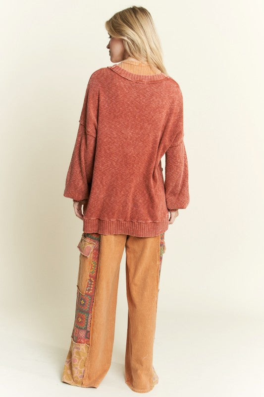 Cargo Mineral Wash Pants w/Floral