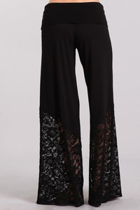 Palazzo Pants with Lace Contrast