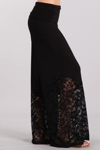 Palazzo Pants with Lace Contrast