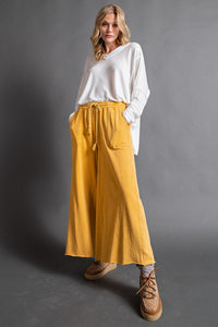 Washed French Terry Knit Wide Pants